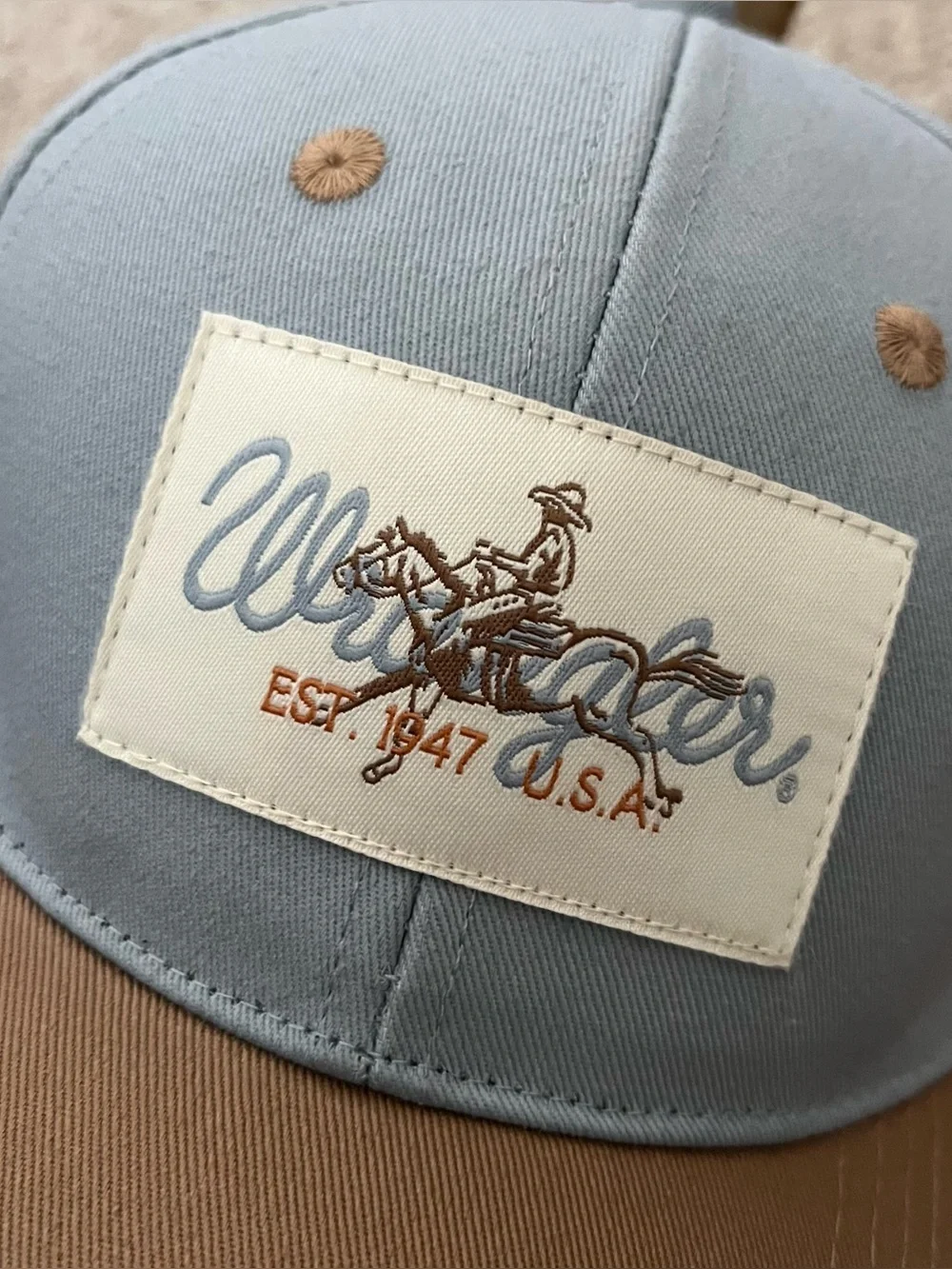 Wrangler Kids Two-Tone Blue and Brown Baseball Cap Size 2/4 T
